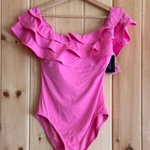 Kate Spade Vibrant Pink Ruffled One Piece Swimsuit